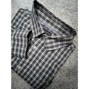 Banana Republic Mens Plaid Button Down Shirt Large Brown Black Multi Color